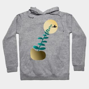 Eucalyptus Leaf, Bird and Sun Hoodie